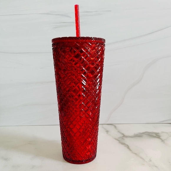 Starbucks Holiday 2021 Ruby Red Jeweled Cold Cup Tumbler- 24 oz - Picture 3 of 6